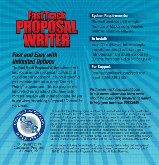 Fast Track Proposal Writer back cover
