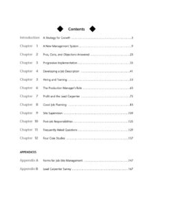 Lead Carpenter Handbook Table of Contents