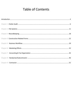 Organized Contractor Table of Contents