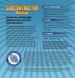 Subcontractor Manual Back Cover