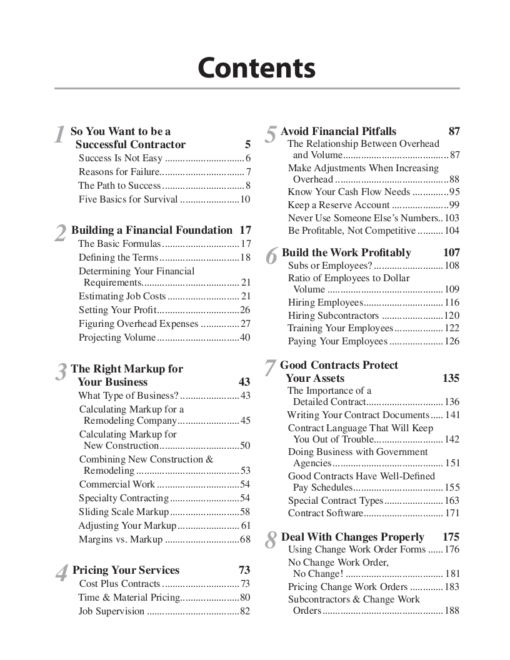 Markup and Profit Revisited Table of Contents